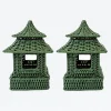 Mini Green Rattan Pagoda Lantern (Pair)|Mrs. Alice New