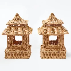 Mini Natural Rattan Pagoda Lanterns (Pair)|Mrs. Alice Best