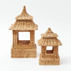 Mini Natural Rattan Pagoda Lanterns (Pair)|Mrs. Alice Best