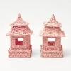Mini Pink Rattan Pagoda Lanterns (Pair)|Mrs. Alice