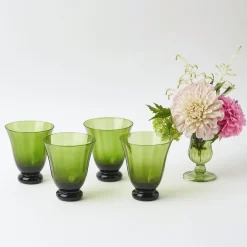 Moss Green Tulip Glasses (Set Of 4)|Mrs. Alice Online