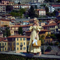 Rattan Tote Bag (White Bow)|Mrs. Alice Outlet