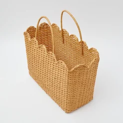 Rattan Tote Bag (Blue Bow)|Mrs. Alice