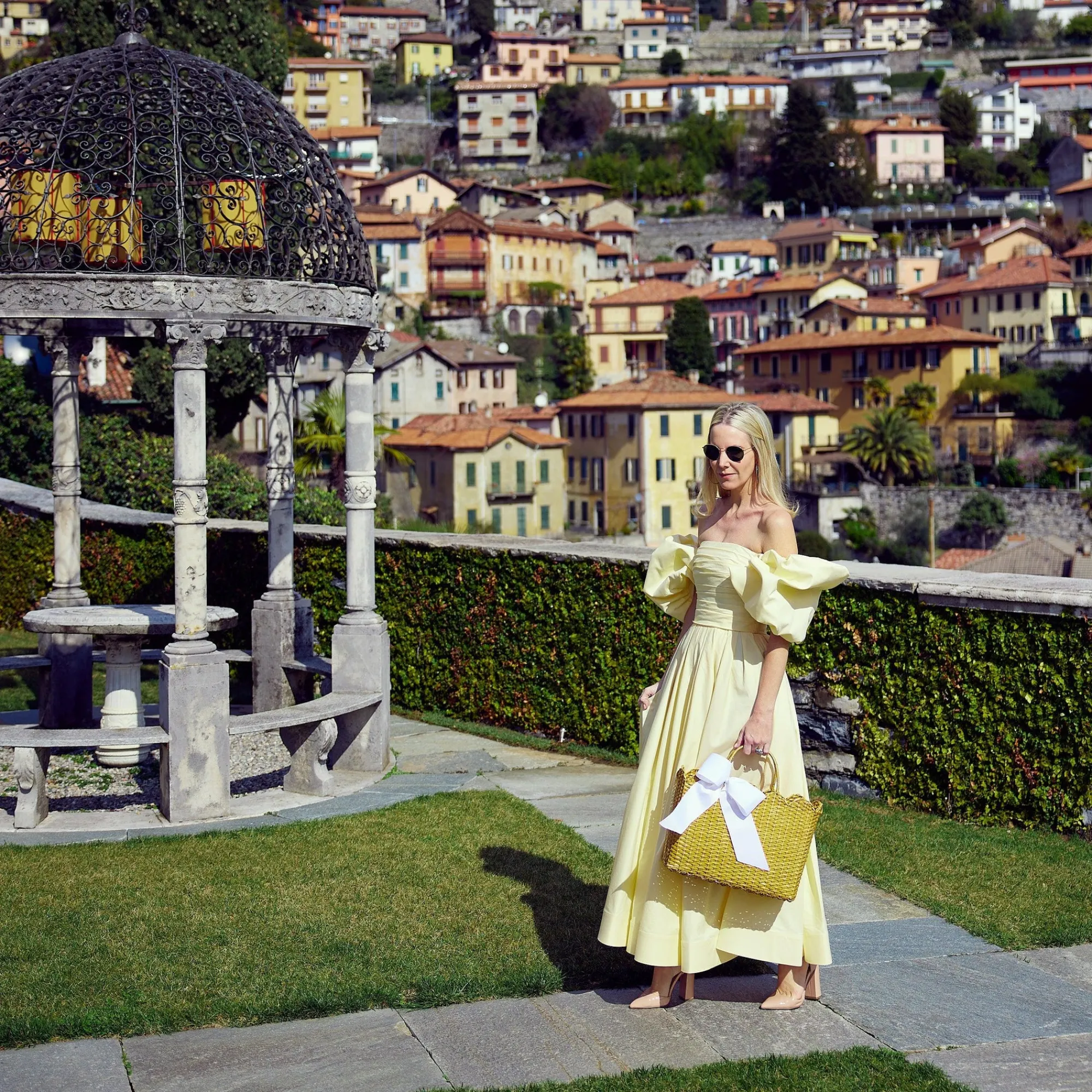 Rattan Tote Bag (White Bow)|Mrs. Alice Online
