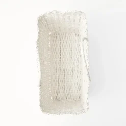 White Rattan Tote Bag (Blue Bow)|Mrs. Alice Outlet