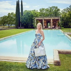 White Rattan Tote Bag (Blue Bow)|Mrs. Alice Sale