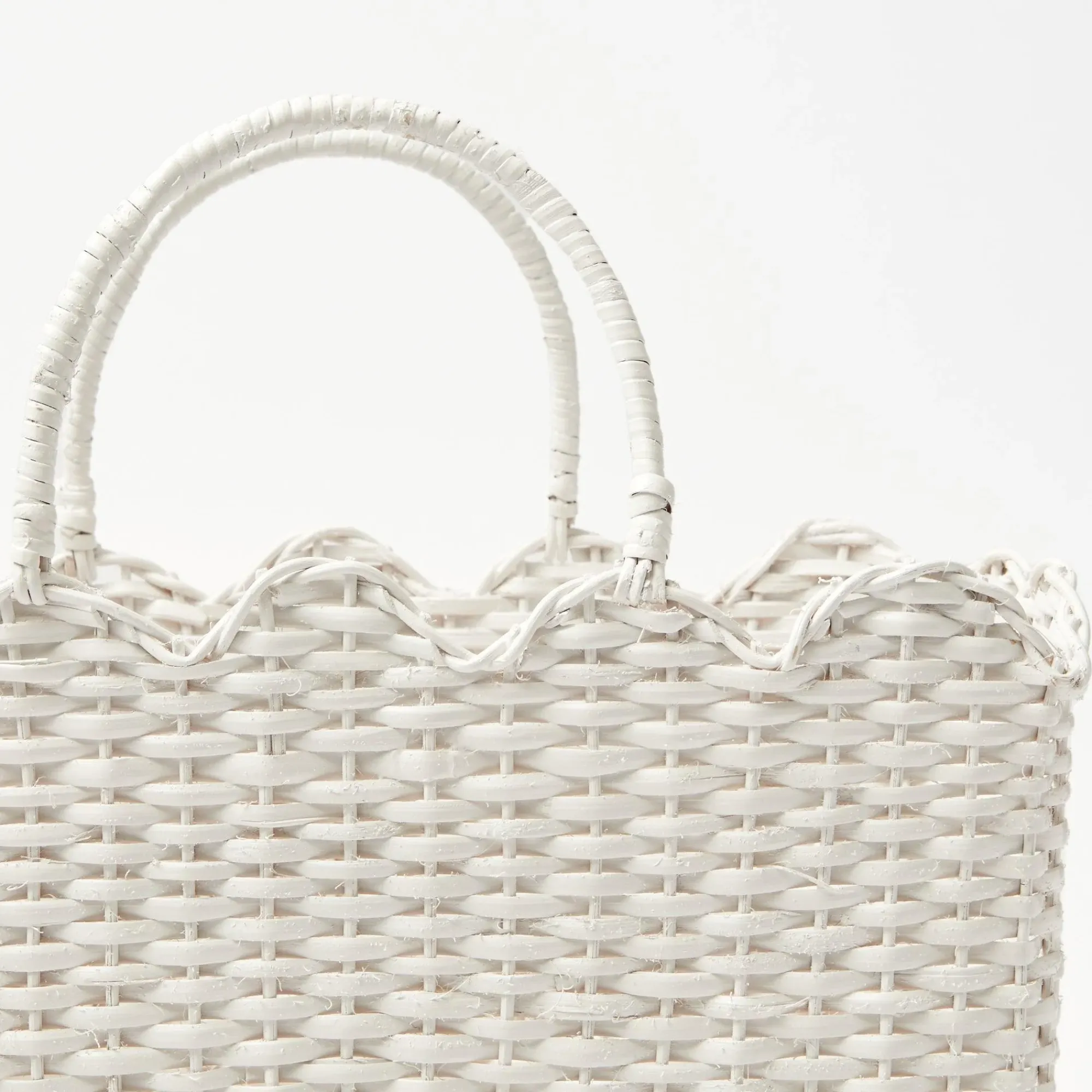 White Rattan Tote Bag (Blue Bow)|Mrs. Alice Sale