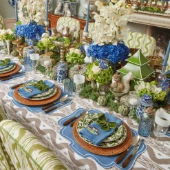 Mushroom Blue Linen Napkins (Set Of 4)|Mrs. Alice Discount