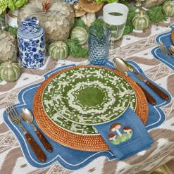 Mushroom Blue Linen Napkins (Set Of 4)|Mrs. Alice Discount