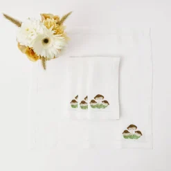 Mushroom White Linen Napkins (Set Of 4)|Mrs. Alice Online
