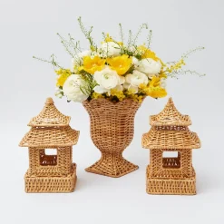Natural Rattan Pagoda & Urn Vase Set|Mrs. Alice Outlet