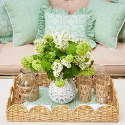 Natural Scalloped Rattan Tray|Mrs. Alice Hot