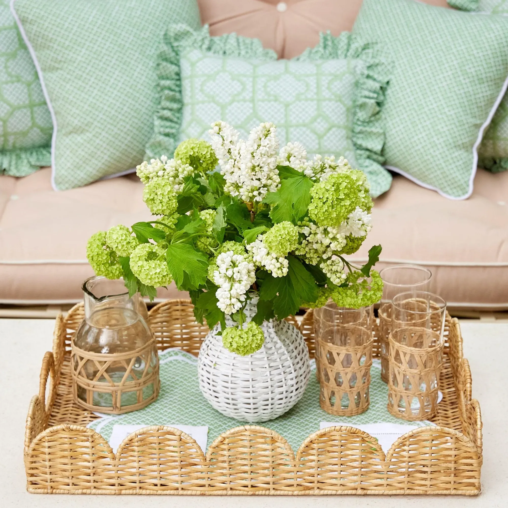 Natural Scalloped Rattan Tray|Mrs. Alice Hot
