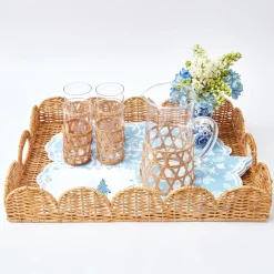 Natural Scalloped Rattan Tray|Mrs. Alice Hot