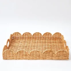 Natural Scalloped Rattan Tray|Mrs. Alice Outlet