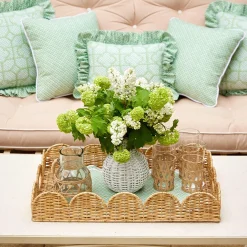 Natural Scalloped Rattan Tray|Mrs. Alice Outlet