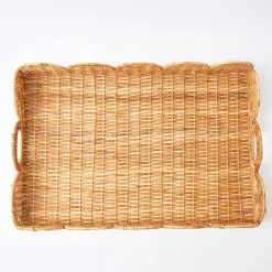 Natural Scalloped Rattan Tray|Mrs. Alice Outlet