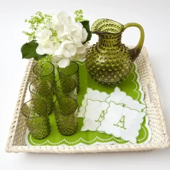 Olive Green Hobnail Jug & Glasses (Set Of 6)|Mrs. Alice Hot