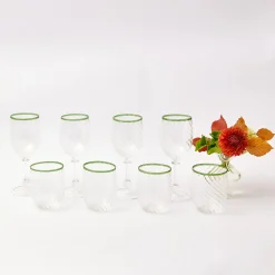Olive Rim Swirl Glassware Set|Mrs. Alice Best