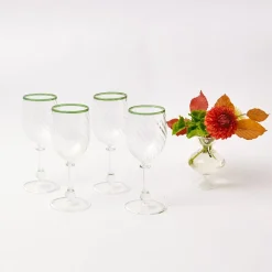 Olive Rim Swirl Glassware Set|Mrs. Alice Best
