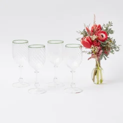Olive Rim Swirl Glassware Set|Mrs. Alice Best