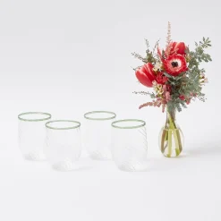 Olive Rim Swirl Glassware Set|Mrs. Alice Online
