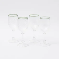Olive Rim Swirl Wine Glasses (Set Of 4)|Mrs. Alice New