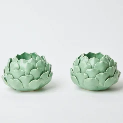 Pale Green Artichoke Candle Holder (Pair)|Mrs. Alice Outlet