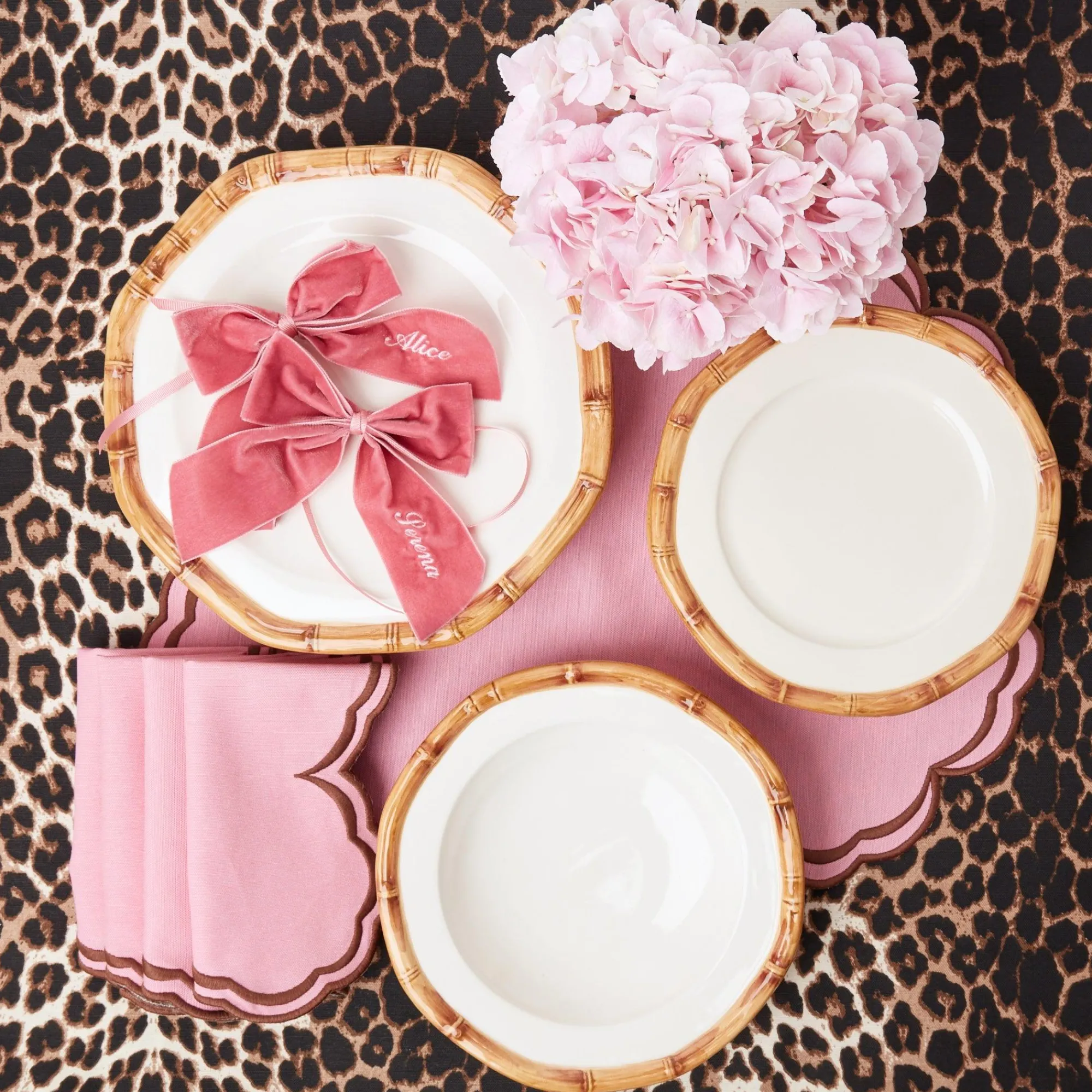 Personalised Dusty Pink Napkin Bow|Mrs. Alice Clearance