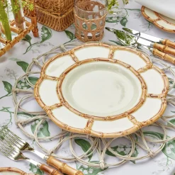 Petal Bamboo Ceramic Dinner & Starter Plates (Set Of 8)|Mrs. Alice Discount