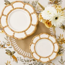 Petal Bamboo Ceramic Dinner & Starter Plates (Set Of 8)|Mrs. Alice Best