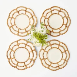 Petal Bamboo Ceramic Dinner & Starter Plates (Set Of 8)|Mrs. Alice Outlet
