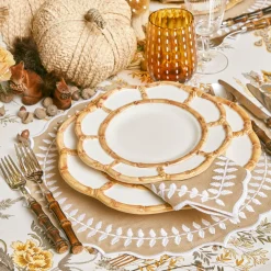 Petal Bamboo Ceramic Dinner & Starter Plates (Set Of 8)|Mrs. Alice Outlet