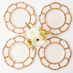 Petal Bamboo Ceramic Dinner & Starter Plates (Set Of 8)|Mrs. Alice Sale