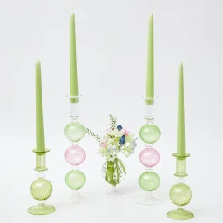 Pink & Green Camille Candle Set (Green Candles)|Mrs. Alice Online