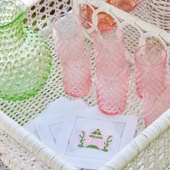 Pink & Green Pagoda Cocktail Napkins (Set Of 4)|Mrs. Alice