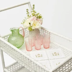 Pink & Green Pagoda Cocktail Napkins (Set Of 4)|Mrs. Alice