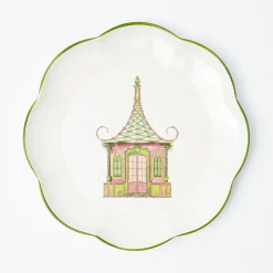 Pink & Green Pagoda Dinner Plate|Mrs. Alice Outlet