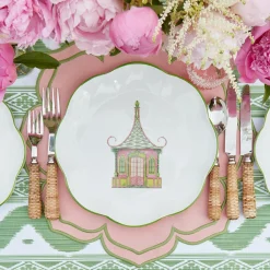 Pink & Green Pagoda Dinner Plate|Mrs. Alice Outlet