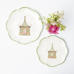 Pink & Green Pagoda Dinner Plate|Mrs. Alice Outlet
