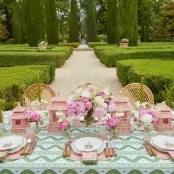 Pink & Green Pagoda Dinner & Starter Plates (Set Of 8)|Mrs. Alice Outlet