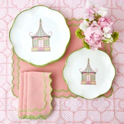 Pink & Green Pagoda Dinner Plate (Set Of 4)|Mrs. Alice Hot