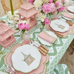 Pink & Green Pagoda Dinner Plate (Set Of 4)|Mrs. Alice Hot