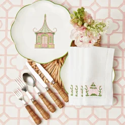 Pink & Green Pagoda Dinner Plate (Set Of 4)|Mrs. Alice Hot