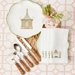 Pink & Green Pagoda Napkins (Set Of 4)|Mrs. Alice