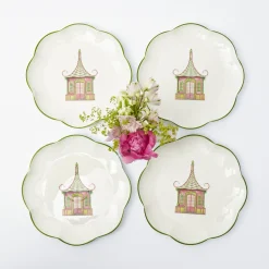 Pink & Green Pagoda Starter Plate (Set Of 4)|Mrs. Alice Outlet