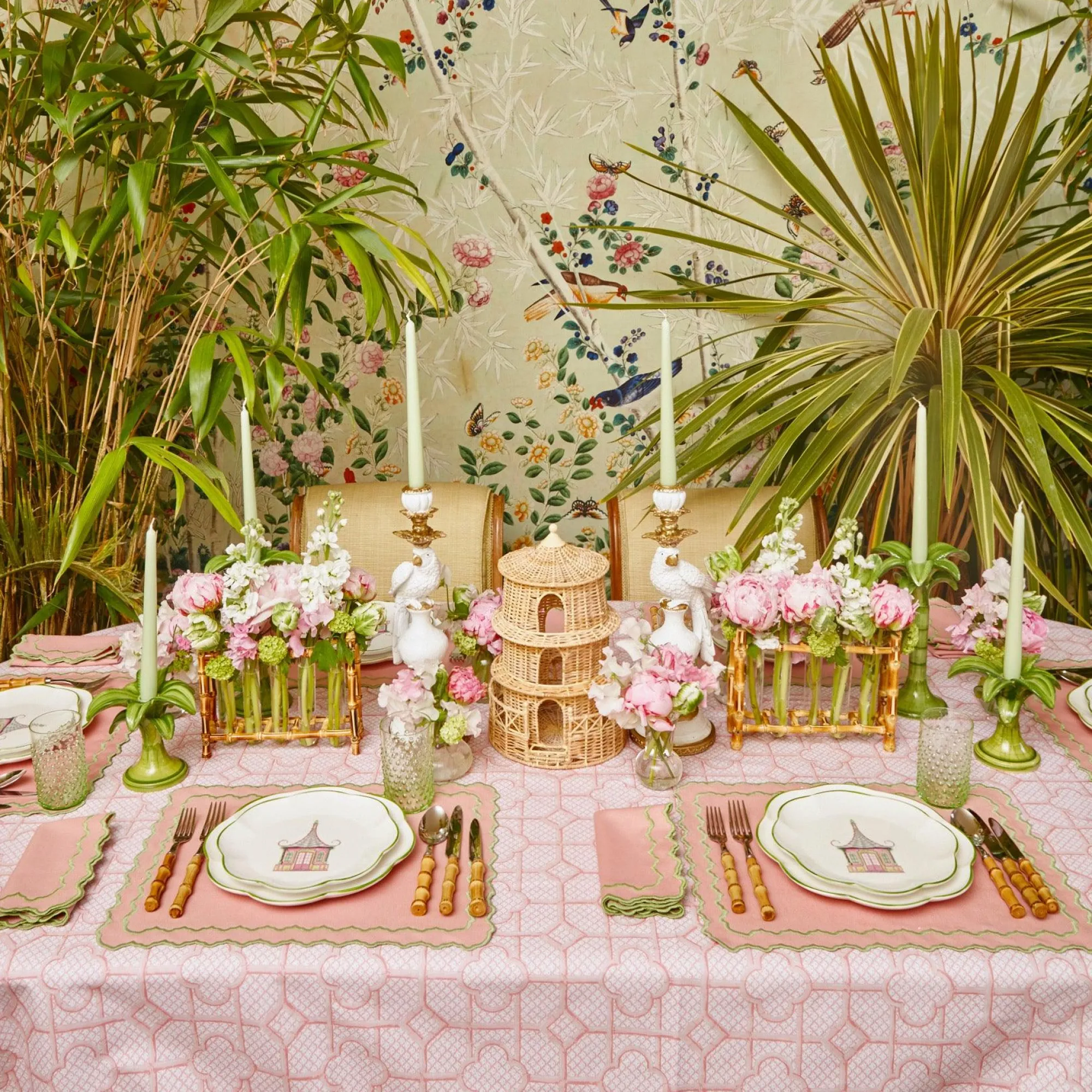 Pink & Green Pagoda Starter Plate (Set Of 4)|Mrs. Alice Outlet