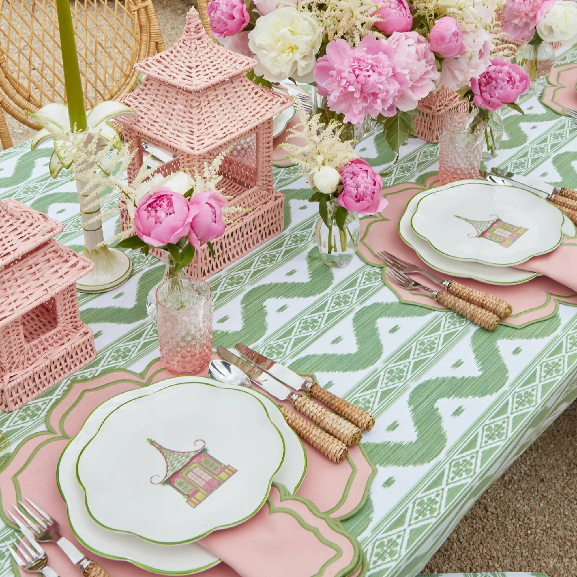 Pink & Green Pagoda Starter Plate|Mrs. Alice Discount