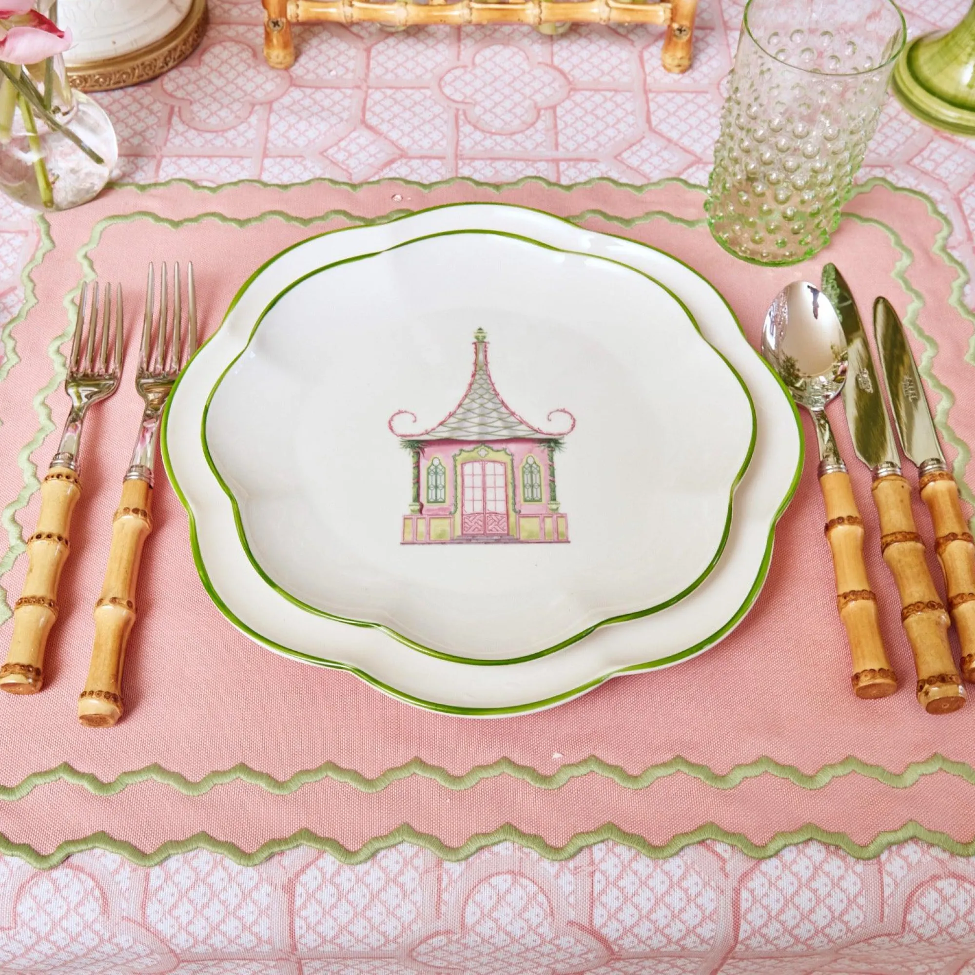 Pink & Green Pagoda Starter Plate|Mrs. Alice Discount