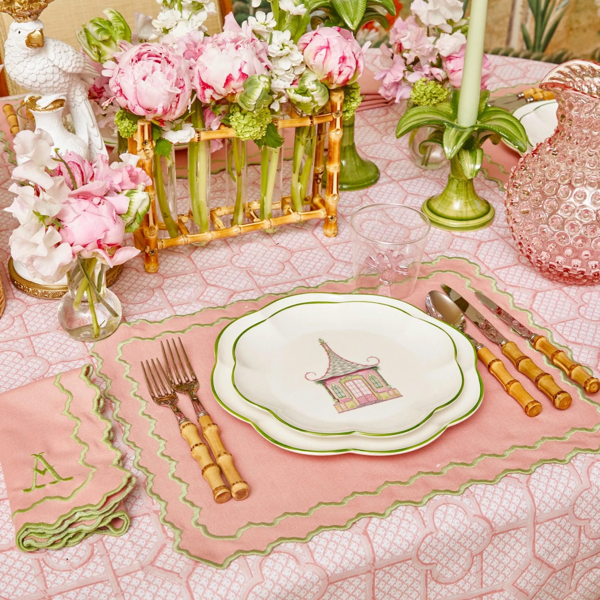 Pink & Green Pagoda Starter Plate|Mrs. Alice Discount
